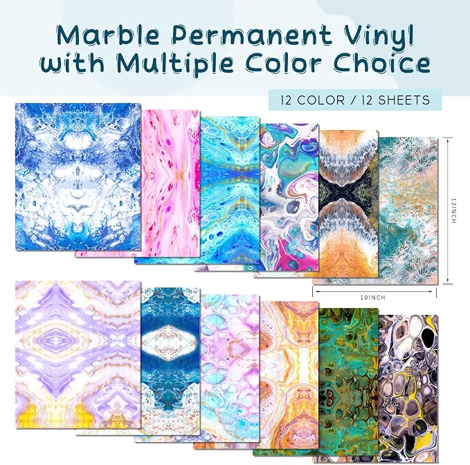 Tintnut Watercolor Permanent Vinyl Marble Adhesive Vinyl 12 Sheets 12x10in | - Image 2