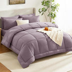 CozyLux King Size Comforter Set Dusty Purple, 7 Pieces Bed in a Bag, Bedding Set - Image 8