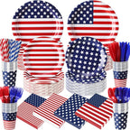 450 Pcs 4th of July Patriotic Tableware Set Decorations USA Red White Blue by Unknown