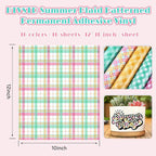 Plaid Patterned Permanent Adhesive Vinyl 16pcs 12'' x 10'' | Summer Check - Image 2