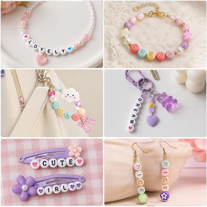 1500PCS Round Letter Beads for Threading, 4 x 7 MM Alphabet Beads and Colourful - Image 7