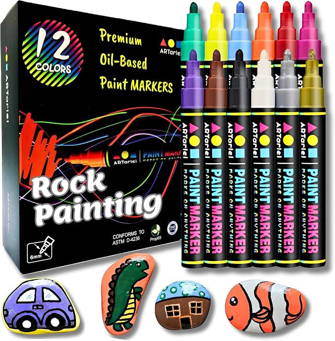 Rock Painting Perfection Markers Pens: 12 Vibrant Colors by ARTarlei