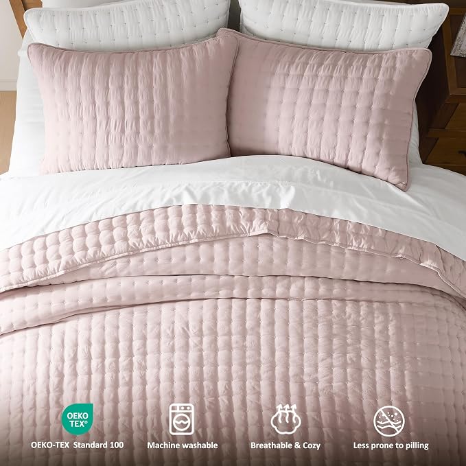 WDCOZY Pink Twin Size Quilt Bedding Sets - Image 7