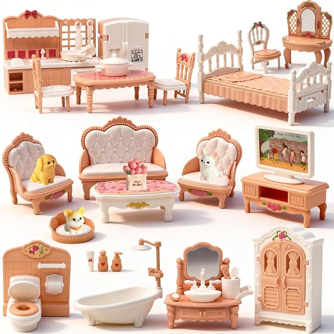 Dollhouse Furniture Set, Toy for Kids Ages 3+ Boys Girls, Great Gift Idea by Unknown