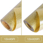 TORC Champagne Glitter HTV Heat Transfer Vinyl Roll 12 inch x 5 ft Iron on Vinyl - Image 2