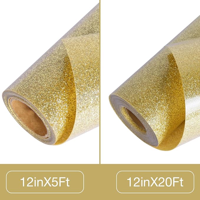 TORC Champagne Glitter HTV Heat Transfer Vinyl Roll 12 inch x 5 ft Iron on Vinyl - Image 2