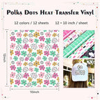 HTVSTD Polka HTV Heat Transfer Vinyl 12 Sheets 12×10in Iron on Vinyl | Polka - Image 2