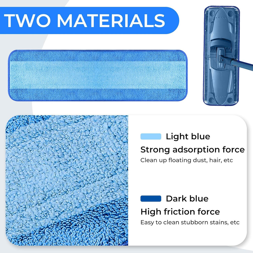 3 Pack Microfiber Cleaning Pads are Compatible with Bona Mop,18 Inch Replaceable Mop Pad Refill,Washable & Reusable Blue Microfiber Mop Pads for Hardwood and Hard-Surface Floors