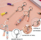 Zioyihan 40 Pcs Beadable Keychains Bars Metal Beaded Keychain Blank Keychain - Image 6