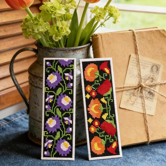 ACRNIGHEET 6PCS Cross Stitch Kits Stamped Cross Stitch Bookmark Kit - Image 5