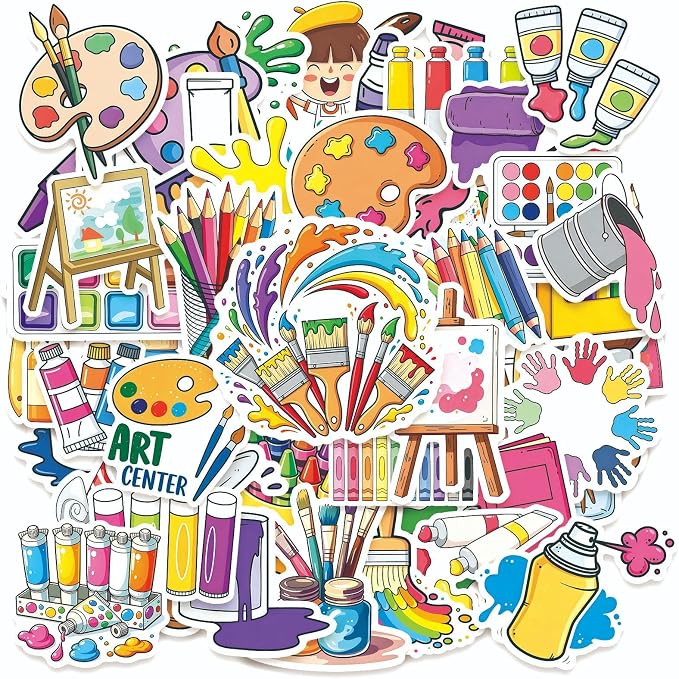 50 Pcs Cute Art Painting Supply Stickers by Unknown
