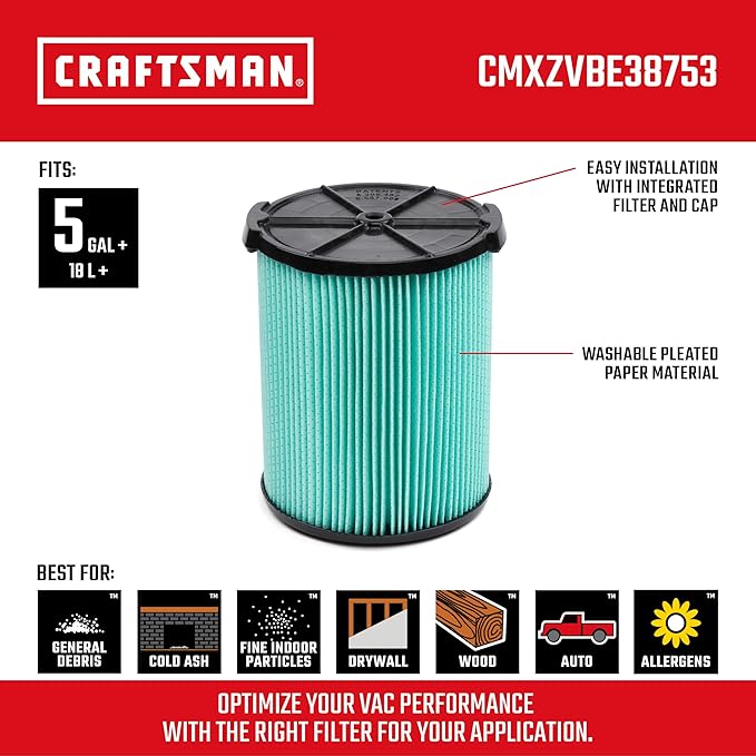 CRAFTSMAN CMXZVBE38753 Genuine 5-20 Gal. HEPA Media Wet Dry Vacuum Filter | - Image 2