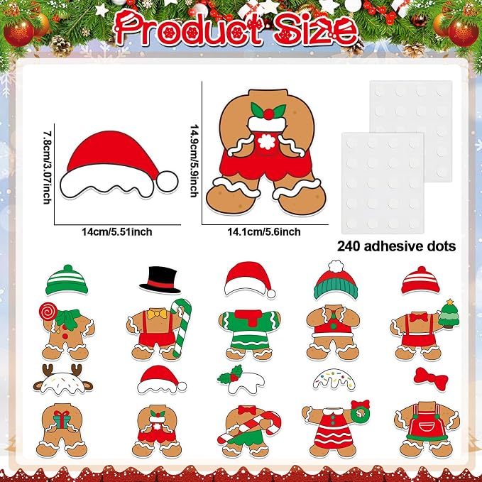 60pcs Christmas Theme Cutouts Gingerbread Man Bulletin Board Decoration Xmas - Image 2