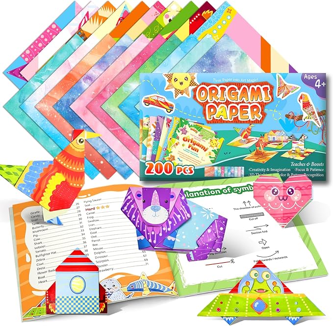 Origami Kit For Kids Ages 5-12, Includes 200 Sheets Of Origami Paper by SLAPAFLIFE