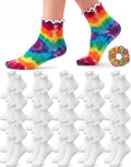 Syhood White Cotton Crew Socks for Tie dye Party Casual Soft Cushion Novelty by Syhood