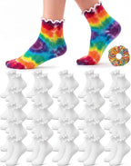 Syhood White Cotton Crew Socks for Tie dye Party Casual Soft Cushion Novelty by Syhood