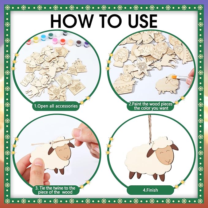 Cinnvoice 60 Pcs Wood Christmas Crafts - Image 4