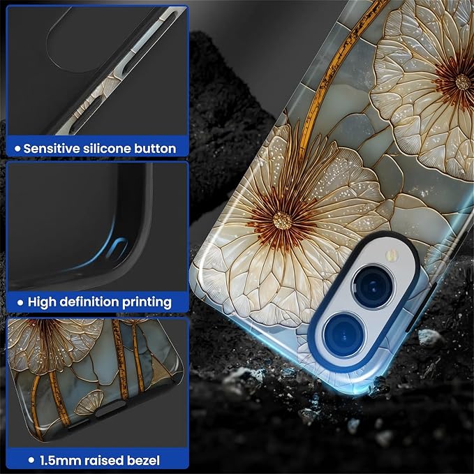 for Samsung Galaxy S25 Edge Case, Dandelion Stained Glass Pattern Glossy 2 in 1 - Image 4