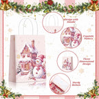 Kolldenn 24 Pcs Pink Christmas Party Favors Bags Christmas Goodie Gift Bags - Image 3