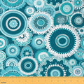 Feelyou Boho Abstract Upholstery Fabric by The Yard, Retro Aqua Mandala Outdoor by Feelyou