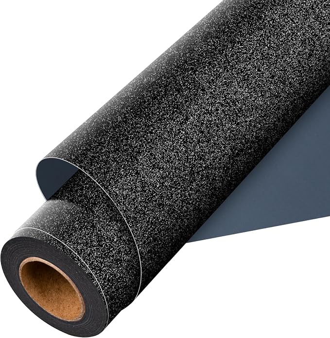 Aoder Black Glitter HTV Heat Transfer Vinyl by AoderDTFTransferFilm
