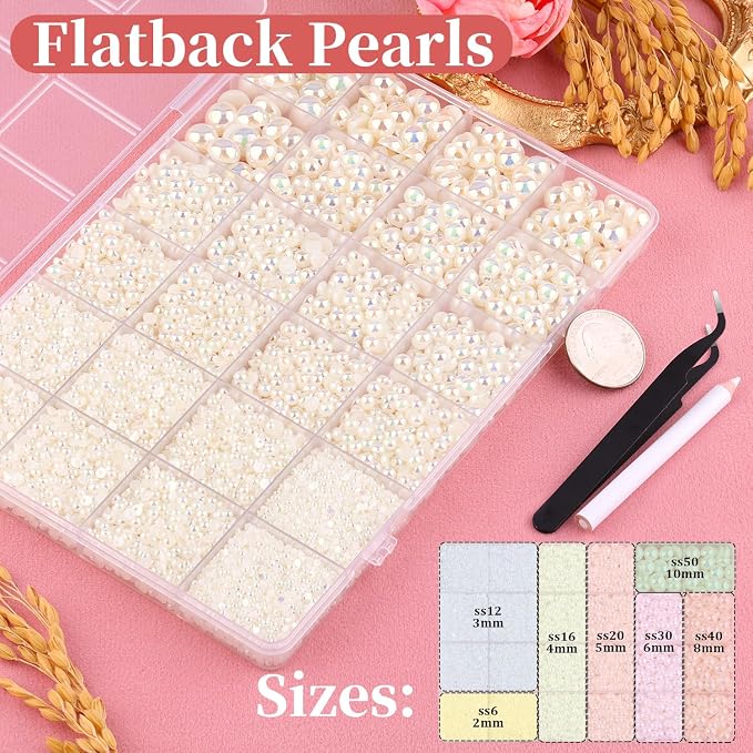 13000Pcs Flatback Pearls for Crafting, Bedazzling Bead for DIY Crafts Clothing - Image 2
