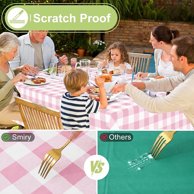 Smiry Rectangle Table Cloth, Waterproof Vinyl Tablecloth - Image 5