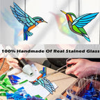 2 Packs Hummingbird Stained Glass Window, Real Handmade Stained Glass Window - Image 5