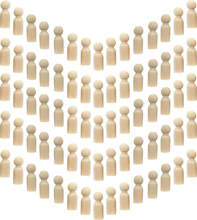 75 Pieces Wood Peg Dolls Unfinished Wooden People Craft Blank Family Figures - Image 4