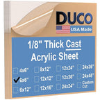 Duco Clear Cast Acrylic Sheets 1/8" Thick 6" x 6" by DucoPlasticsSupply
