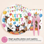 96Pcs Chihuahua Birthday Party Decoration Let's Pawty Plates and Napkins Puppy - Image 2