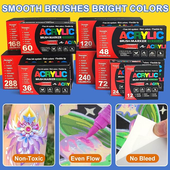 Amamao Acrylic Paint Markers, Soft Brush Tip Pens and Markers, Acrylic Paint - Image 5