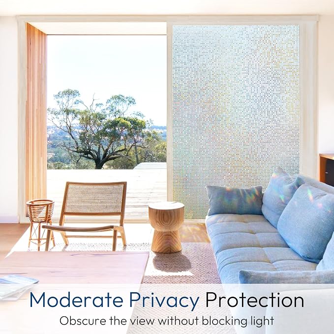 rabbitgoo Window Privacy Film, Mosaic Stained Glass Film, 23.6" x 157.4" | - Image 3
