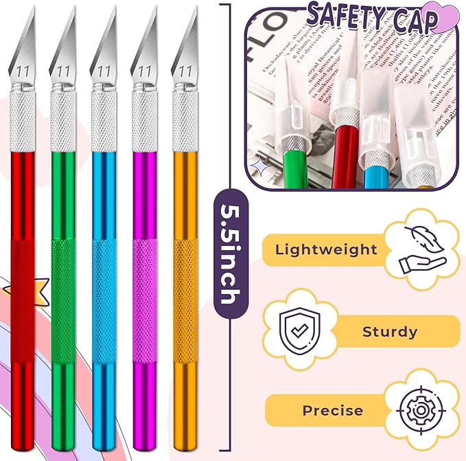 DIYSELF 50-Piece Exacto Knife, Aluminum Alloy Handle, Precision Craft Hobby - Image 7