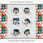 Winter Village Patchwork Cotton Fabric Panel – 6 Designs 10×10 inch + Bonus - Image 5