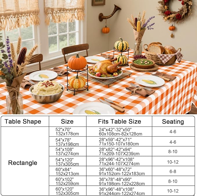 Smiry Rectangle Table Cloth, Waterproof Vinyl Tablecloth - Image 7