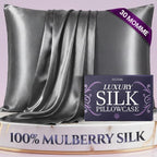 DECOLURE 100% Pure Mulberry Silk Pillow Case Queen Size – Highest Grade 30 by DECOLURE
