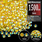 1500pcs 6mm Resin Rhinestones Bulk, Transparent Lemon Yellow AB Flatback Round - Image 2