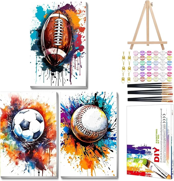 Mandun 3 Pack Paint by Numbers for Adult, Ball Paint by Numbers Kit for Adults by MANDUN