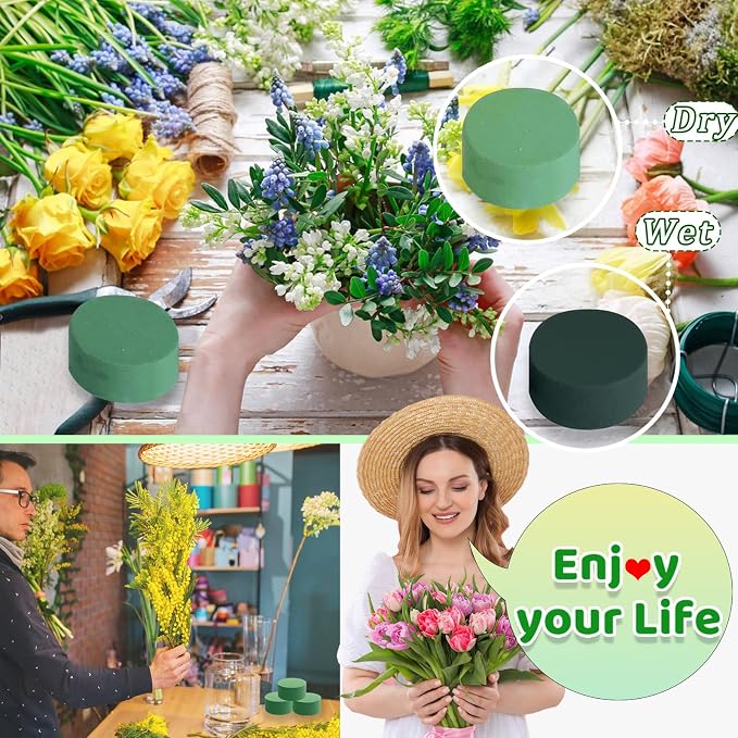 6 Pcs Round Floral Foam Blocks, Artificial Fresh Flower Plant Arrangements Foam - Image 5