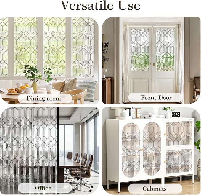 SUNBABY Reeded Glass Window Privacy Film, Frosted Glass Window Film - Image 7
