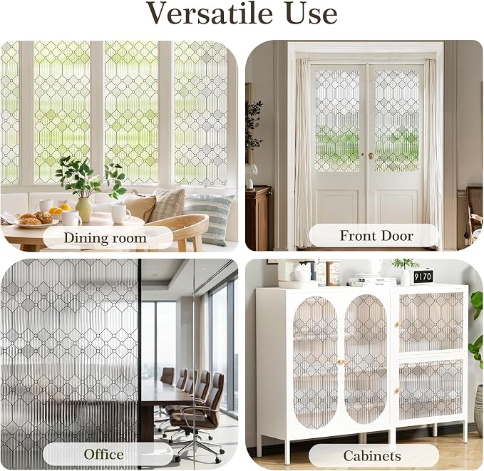 SUNBABY Reeded Glass Window Privacy Film, 3D Decorative Frosted Window Clings - Image 9