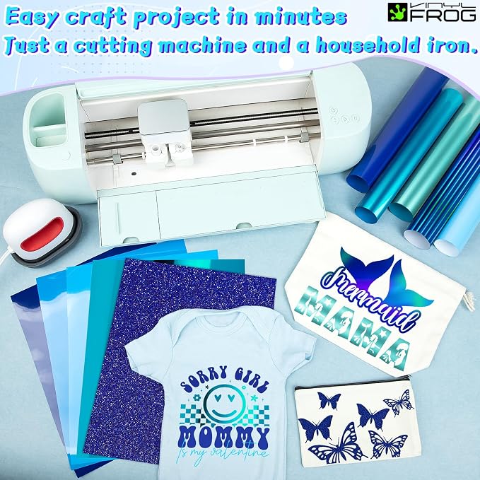 VINYL FROG Blue HTV Vinyl 10 Sheets Iron on Vinyl 12” X 10”Heat Transfer Vinyl - Image 4
