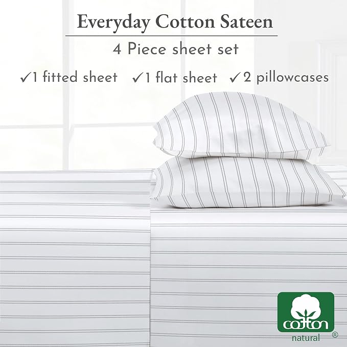 California Design Den Full Sheet Set Stripe, 100% Cotton, Deep Pocket Full - Image 6