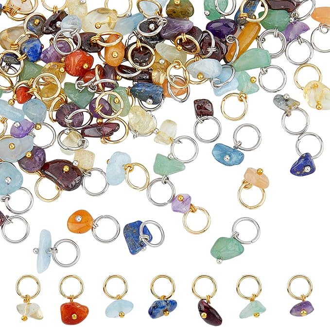 SUPERFINDINGS 84Pcs Natural Mixed Pendants Nuggets Gemstone Charms Crystal by SUPERFINDINGS
