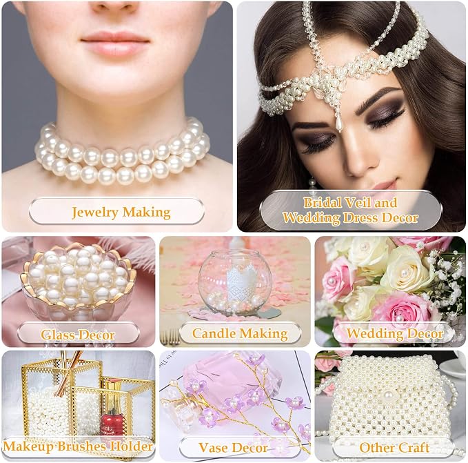 Pearl Beads for Craft, Anezus 200pcs Ivory Faux Fake Pearls, 12 MM Sew on Pearl - Image 7