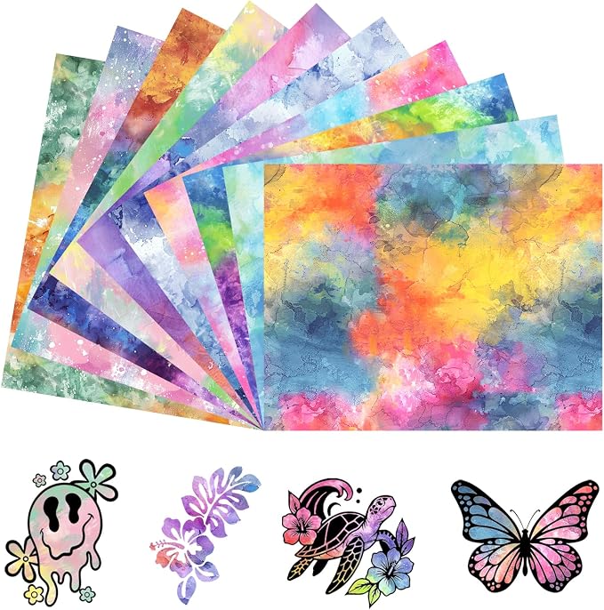 Tintnut Spring Tie Dye Heat Transfer Vinyl, PU HTV sheets, easy cut & weed - Image 3