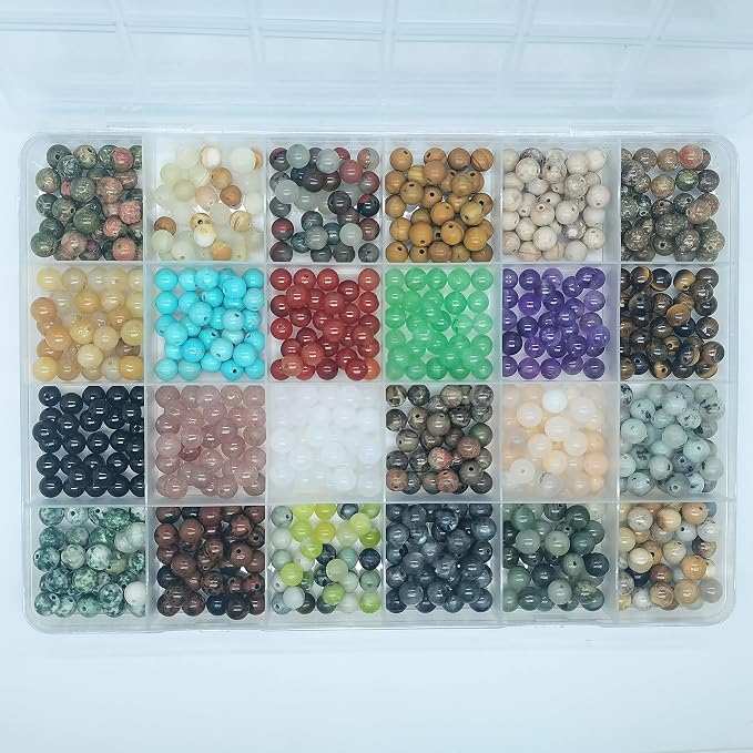 720pcs 6mm Natural Round Stone Beads Gemstone Beading Hole Size 1mm Crystal - Image 4