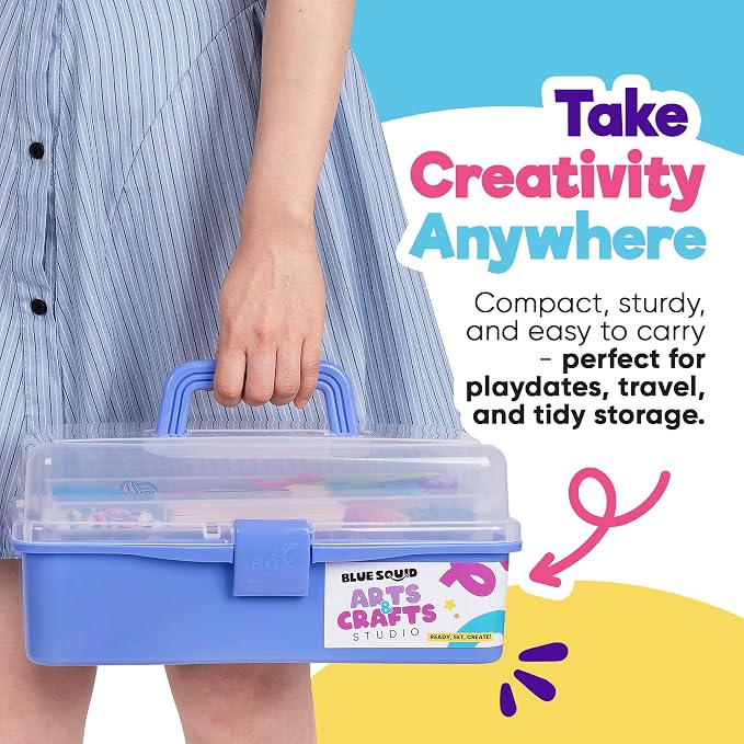Blue Squid Arts & Crafts Box- 2800+ pcs Deluxe Craft Supplies Box, 2 Drawers - Image 5