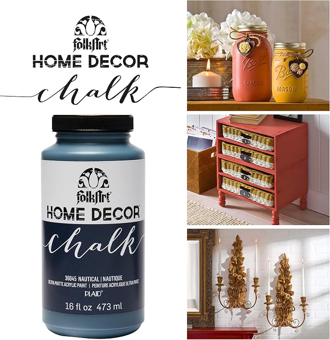 FolkArt 36045 Home Decor Chalk Acrylic Paint, 16 oz, 16 Ounce, Nautical 16 Fl Oz - Image 4